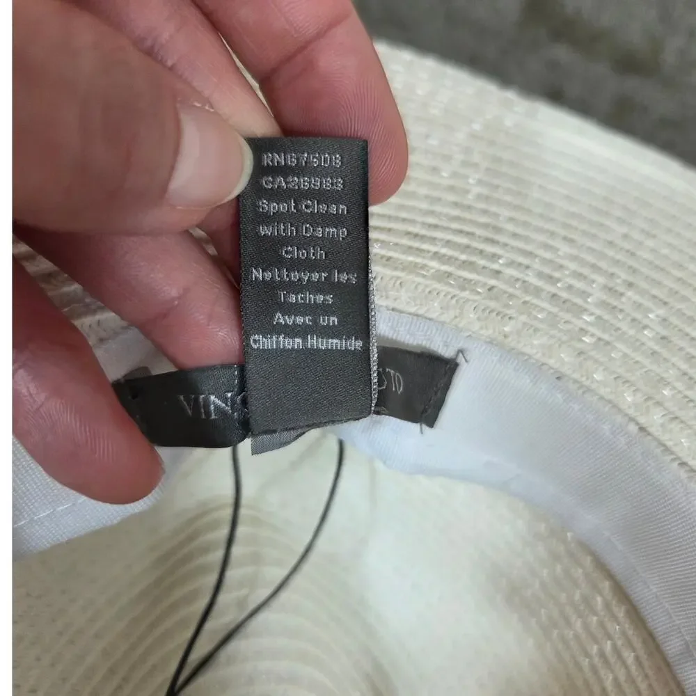 Vince Camuto Woman's Paper Summer White with Black Ribbon Hat